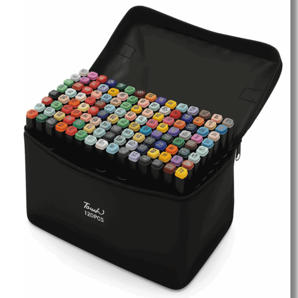 Caneta TOUCH Marcador Ponta Dupla PARA COLORIR - MALETA 120 CORES