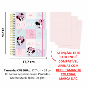 Caderno Smart Colegial Minnie Mouse 80 fls - DAC