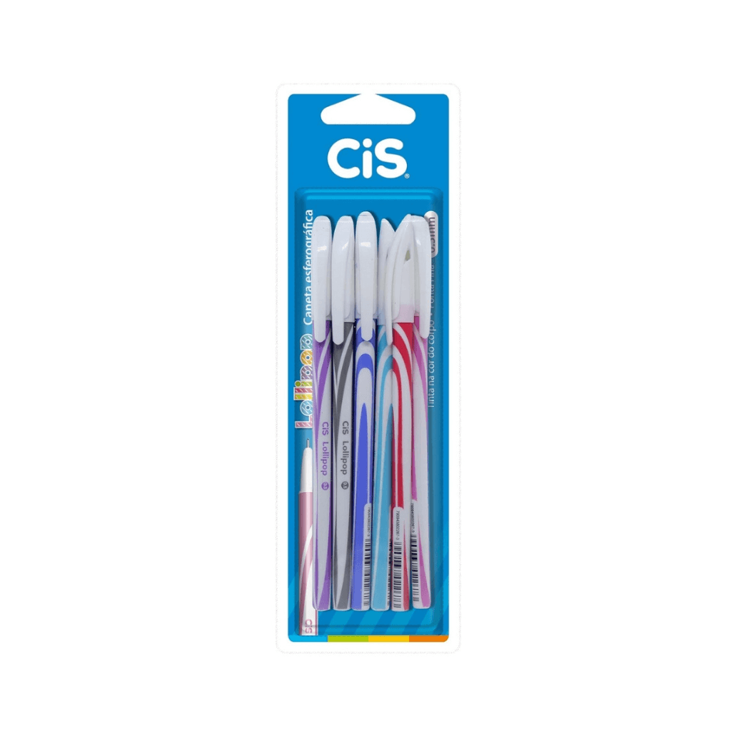 Caneta Esferográfica 0.5mm Lollipop 6 Cores - CIS - BLISTER