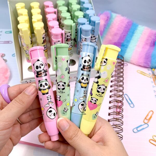Borracha Fofa Retrátil Panda - 4 Und