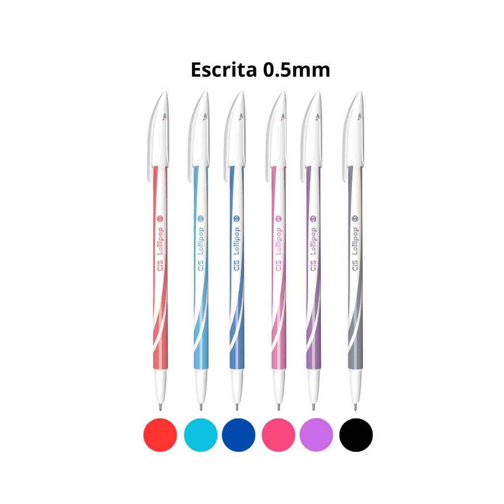 Caneta Esferográfica 0.5mm Lollipop 6 Cores - CIS - BLISTER