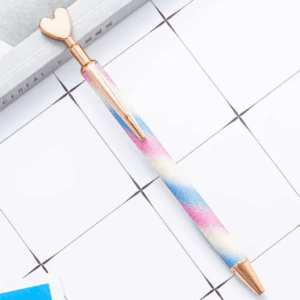 Caneta Metálica LUXO Clic Coração Glitter  - IMPORTADO - UND SORTIDA
