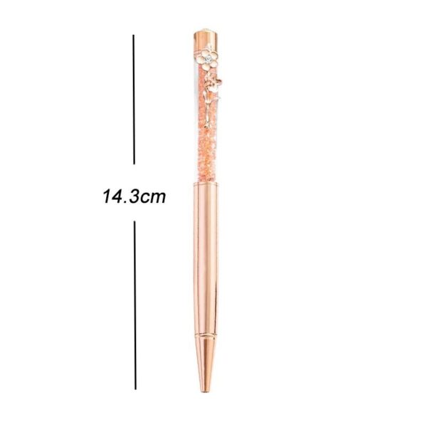 Caneta Luxo Metálica Flores - Kit 4 Und