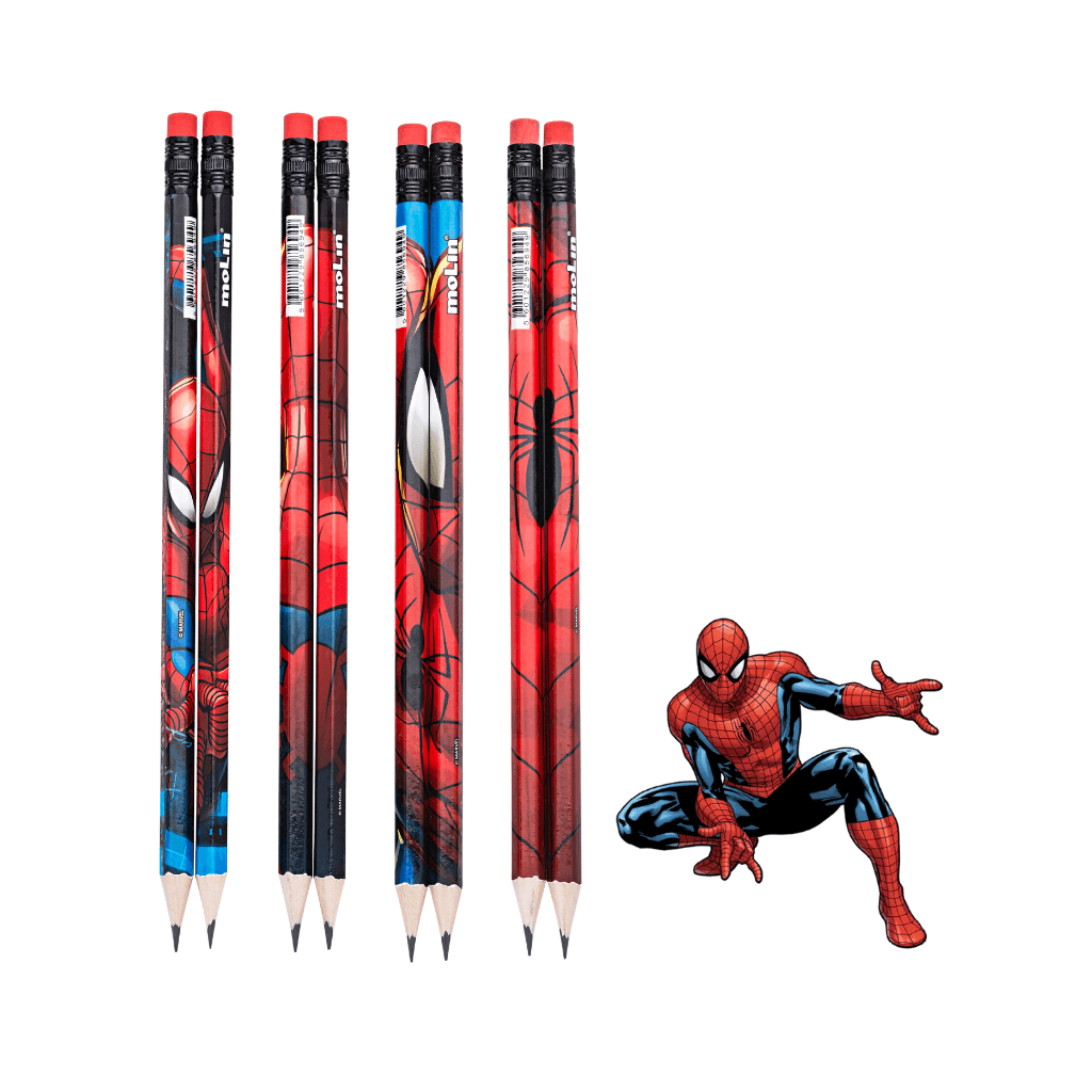 Lápis Preto HB c/ Borracha Homem Aranha - MOLIN - 12 UND