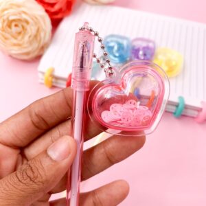 Caneta Fofa Coração Cristal Pingente - PACOTE 6 UND