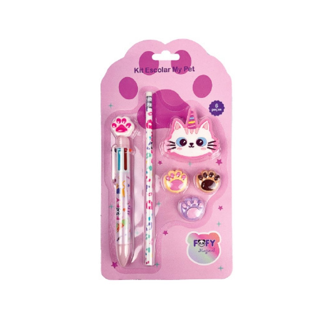 KIT CAT Cores 6 Peças - FOFY - BLISTER
