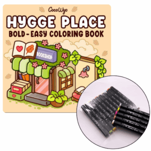KIT Livro de Colorir Hygge Place Coco Wyo + 10 CANETAS TOUCH