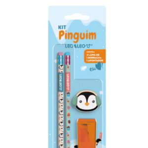 Kit Escolar Pinguim 4 Peças LEO E LEO - BLISTER