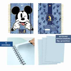 Caderno Smart Universitário 10 Divisórias Mickey Azul 80 fls - DAC