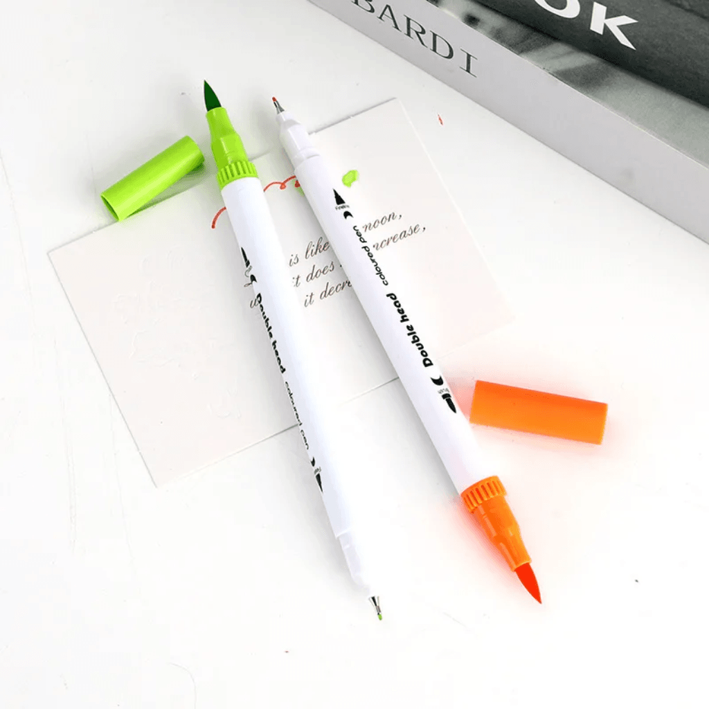 Caneta BRUSH + FINE LINER Marcador Ponta Dupla - BLISTER 12 UND
