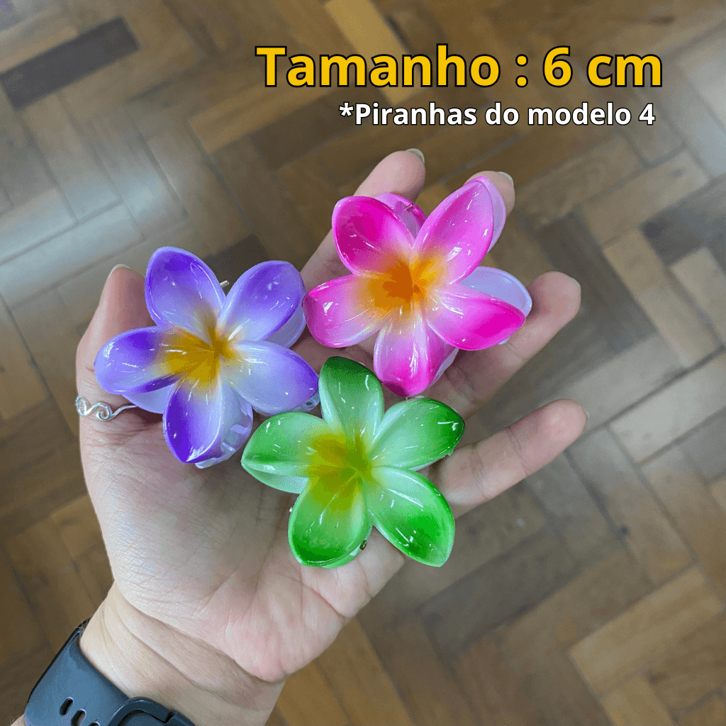 Presilha Piranha Flor  DEGRADÊ 6 cm - IMPORTADO - PACOTE 6 UND