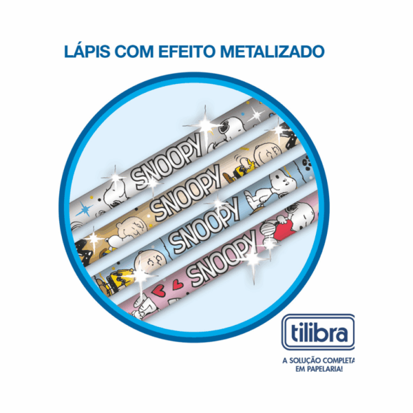 Lápis Preto Redondo c/ Borracha SNOOPY - TILIBRA - POTE 72 UND