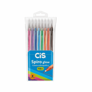 Caneta Esferográfica Spiro Glow 8 Cores - CIS - BLISTER