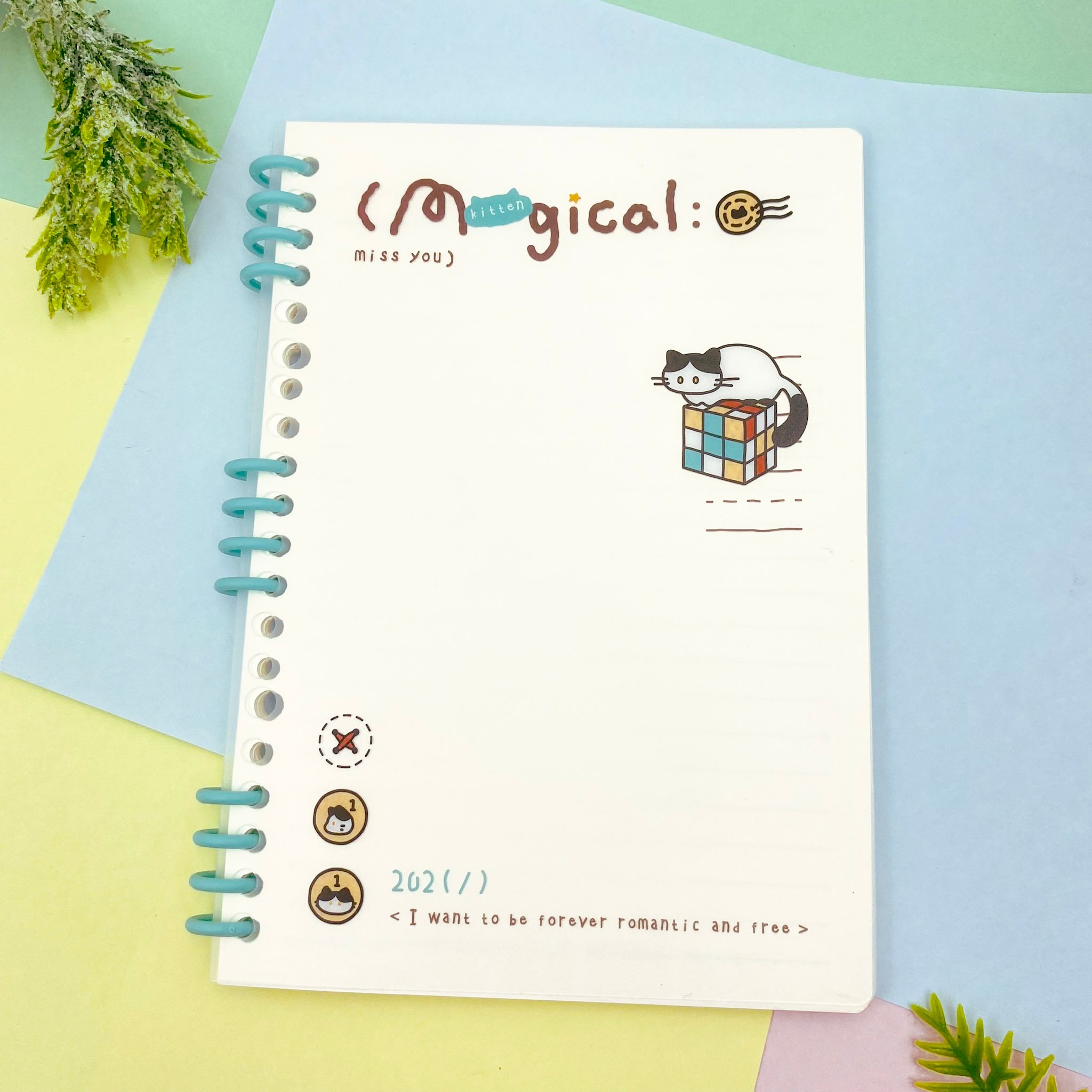 Caderno A5 Espiral Reposicionável Magical Cat 64 fls 14,2x20,5cm - IMPORTADO - UND