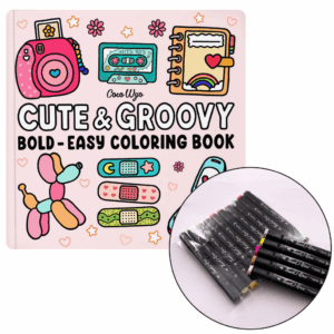 KIT Livro de Colorir Cute e Groovy Coco Wyo + 10 CANETAS TOUCH