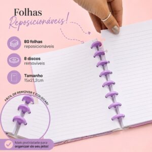 Caderno de Disco FLORESCER A5 80 Fls/8 discos -  15x21,2cm  - IMPORTADO - UND