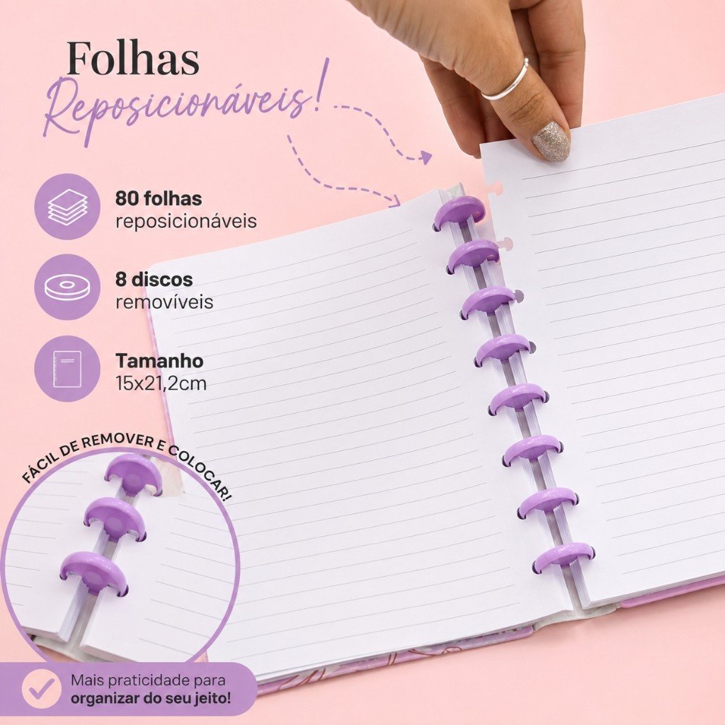 Caderno de Disco FLORESCER A5 80 Fls/8 discos -  15x21,2cm  - IMPORTADO - UND