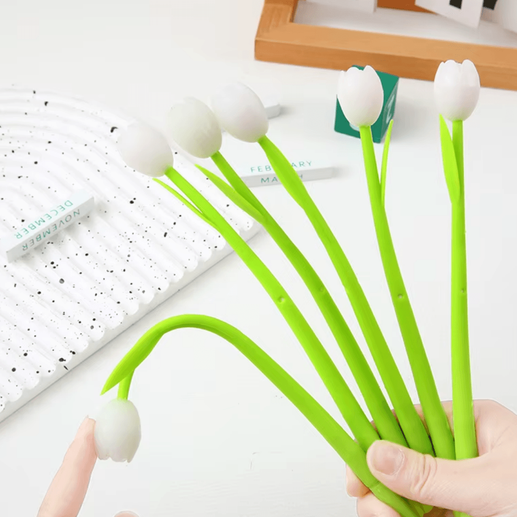 Caneta Fofa Flor Primavera Muda Cor - IMPORTADO - PACOTE 6 UND