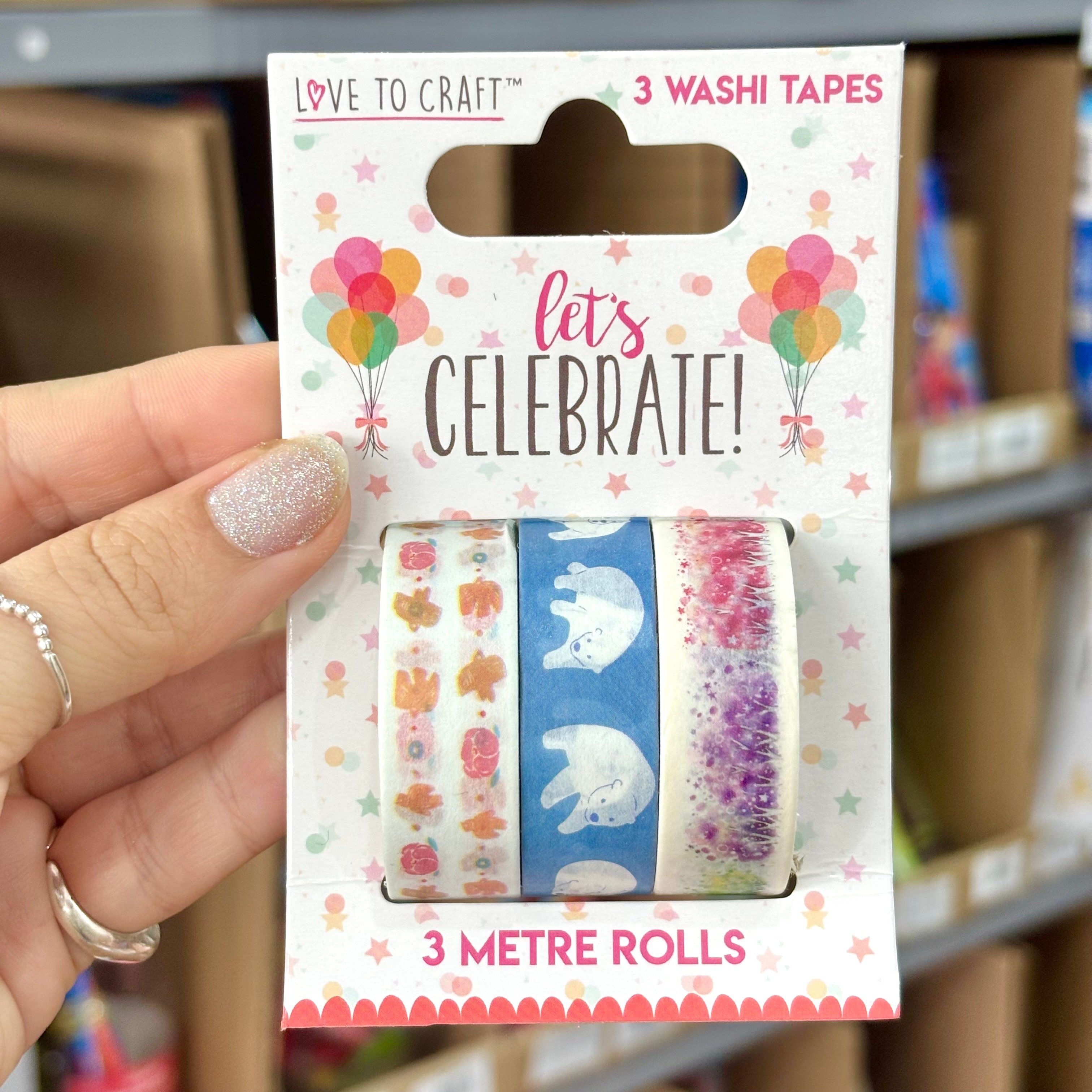 Kit c/ 3 Fitas Washi Tapes Let's Celebrate 15mmx3m - IMPORTADO - BLISTER