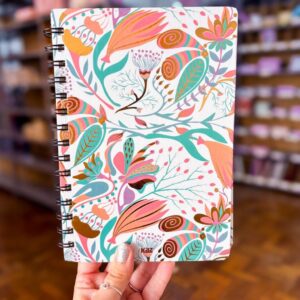 Caderno de Anotação Espiral Branco Floral 80 Fls 21x14,5cm - KAZ - UND