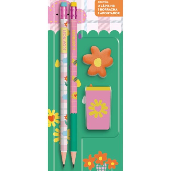 Kit Escolar Jardim 4 Peças LEO E LEO - BLISTER