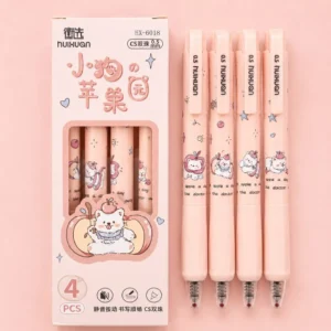 Kit Caneta Clic Premium Apple Puppy Cachorrinho 4 UND - IMPORTADO - BLISTER