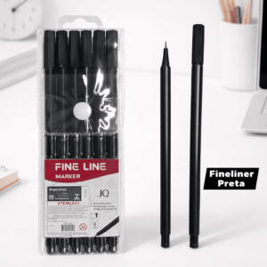Caneta Fine Liner Marker PRETA 6 und - IMPORTADO - BLISTER