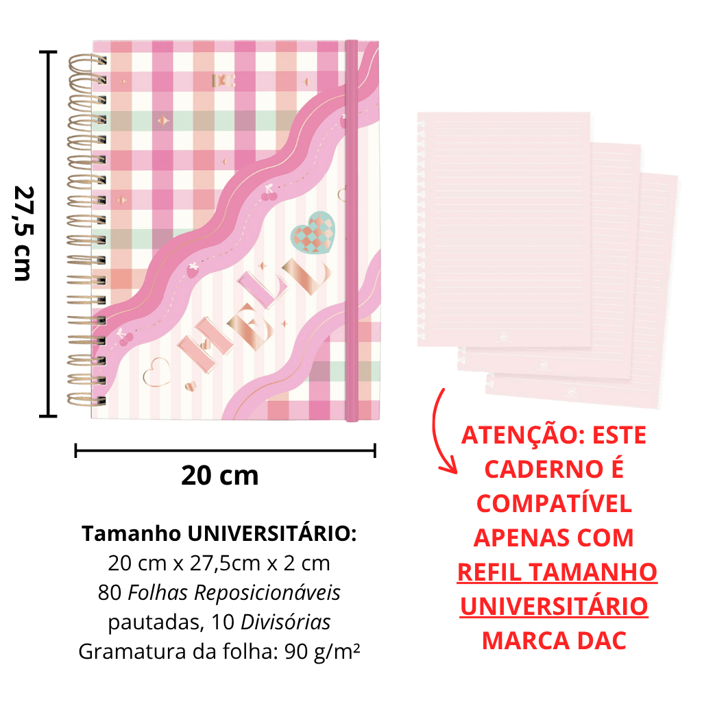 Caderno Smart Universitário 10 Divisórias Hello 80 fls - DAC