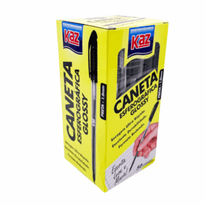 Caneta Esferográfica 1.0mm Preta Glossy KAZ - CX 50 UND