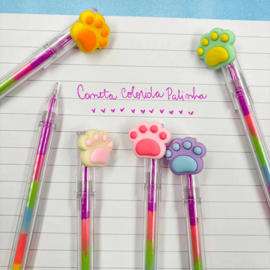 Caneta Fofa Patinhas COLOR - IMPORTADO - PACOTE 6 UND