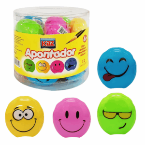 Apontador Coletor Divertido Carinhas KAZ - POTE 12 UND