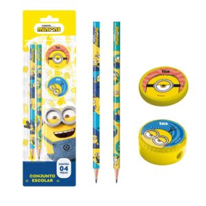Kit Escolar Minions TRIS - Blister 4 Peças