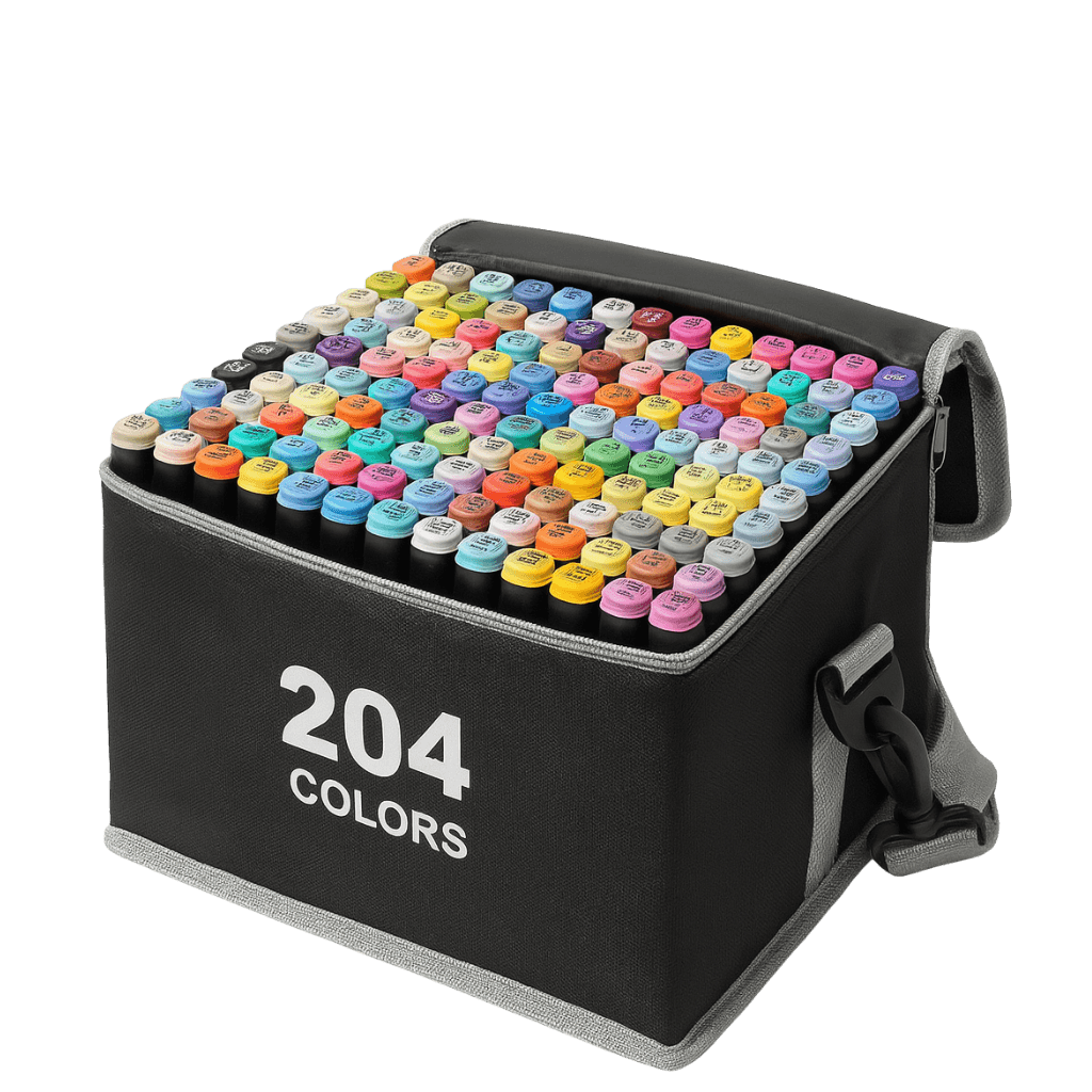 Caneta TOUCH Marcador Ponta Dupla PARA COLORIR - MALETA 204 CORES