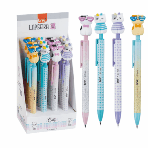 Lapiseira Plástica Divertida 0.7mm Cat BRW - KIT 4 UND