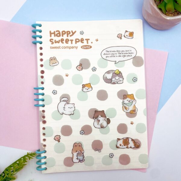 Caderno B5 Espiral Reposicionável Happy Cat 64 fls 17,8x25,2cm - IMPORTADO - UND