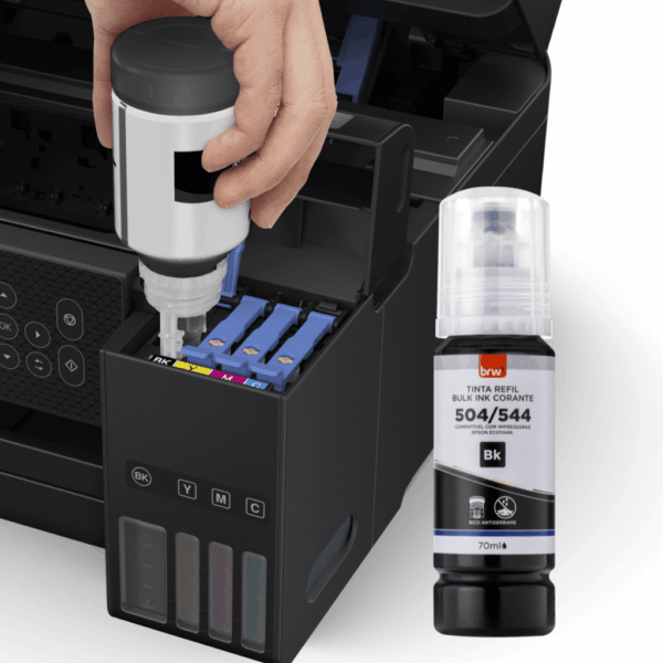 Refil de Tinta Impressora Corante 544 PRETO p/ Epson 70 ml - BRW - CX 1 UND