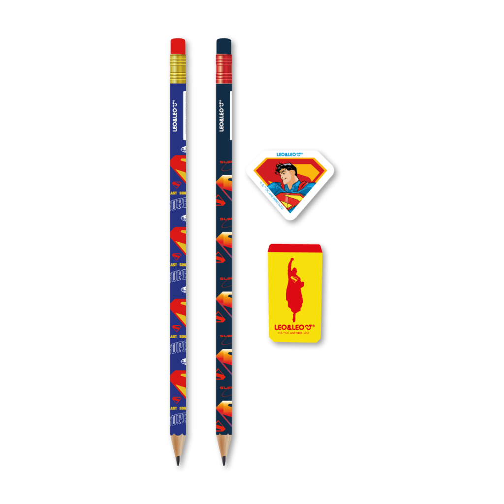 Kit Escolar Superman 4 Peças - LEO e LEO - BLISTER