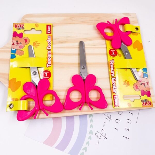 Tesoura Fofa 13 cm Borboleta KAZ - BLISTER