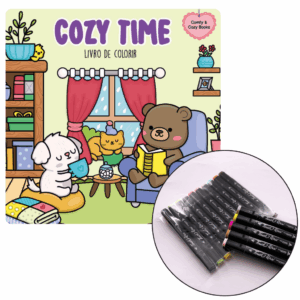 KIT Livro de Colorir COZY TIME - CIRANDA + 10 CANETAS TOUCH