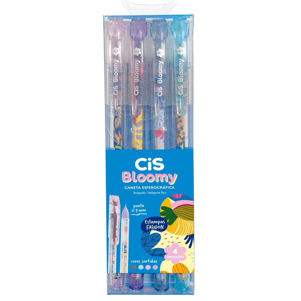 Caneta Esferográfica CIS Bloomy - BLISTER 4 UND