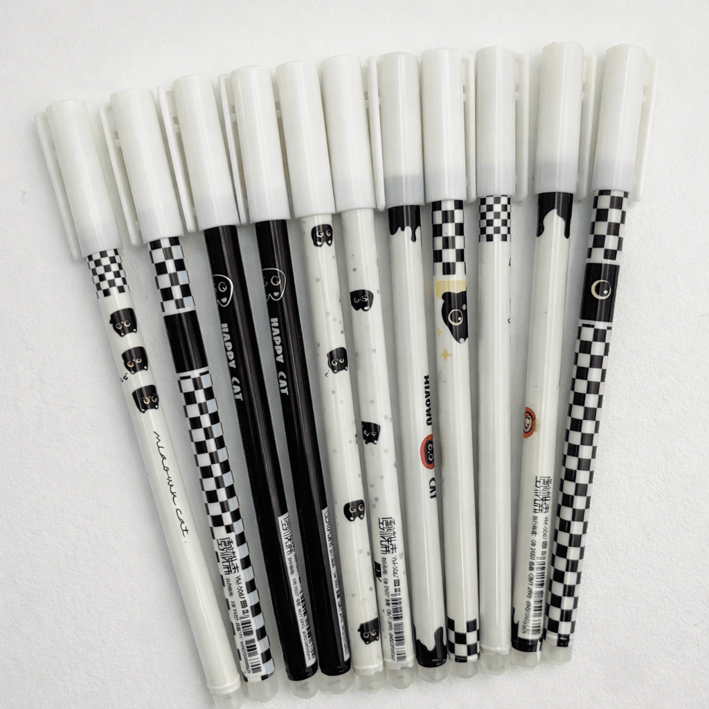 Caneta Gel Estampada Gatinho Preto - IMPORTADO - CX 12 UND