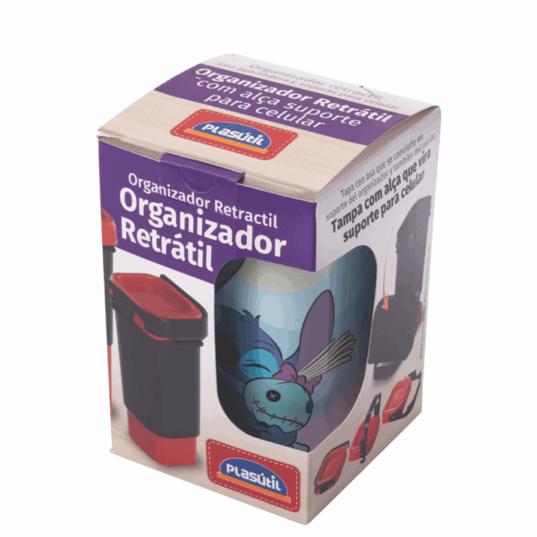 Organizador Retrátil C/ Suporte Celular STITCH PLASÚTIL - UND