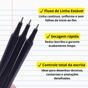 Caneta Fine Liner Marker PRETA 6 und - IMPORTADO - BLISTER