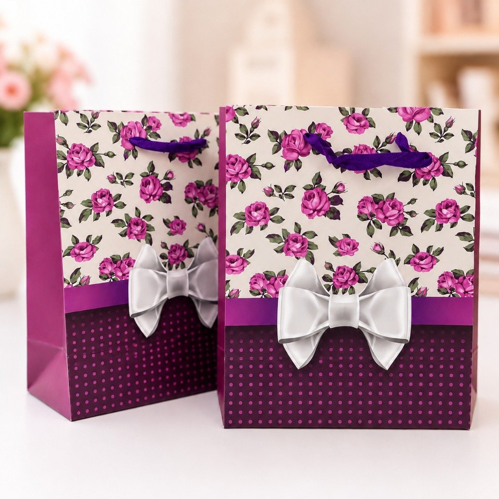 Embalagem Sacola P/ Presente Flores e Laço P 18x23x10cm - KAZ - UND