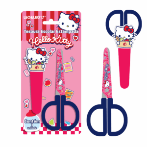 Tesoura Escolar Estampada c/ Capa Hello Kitty - LEO E LEO - BLISTER