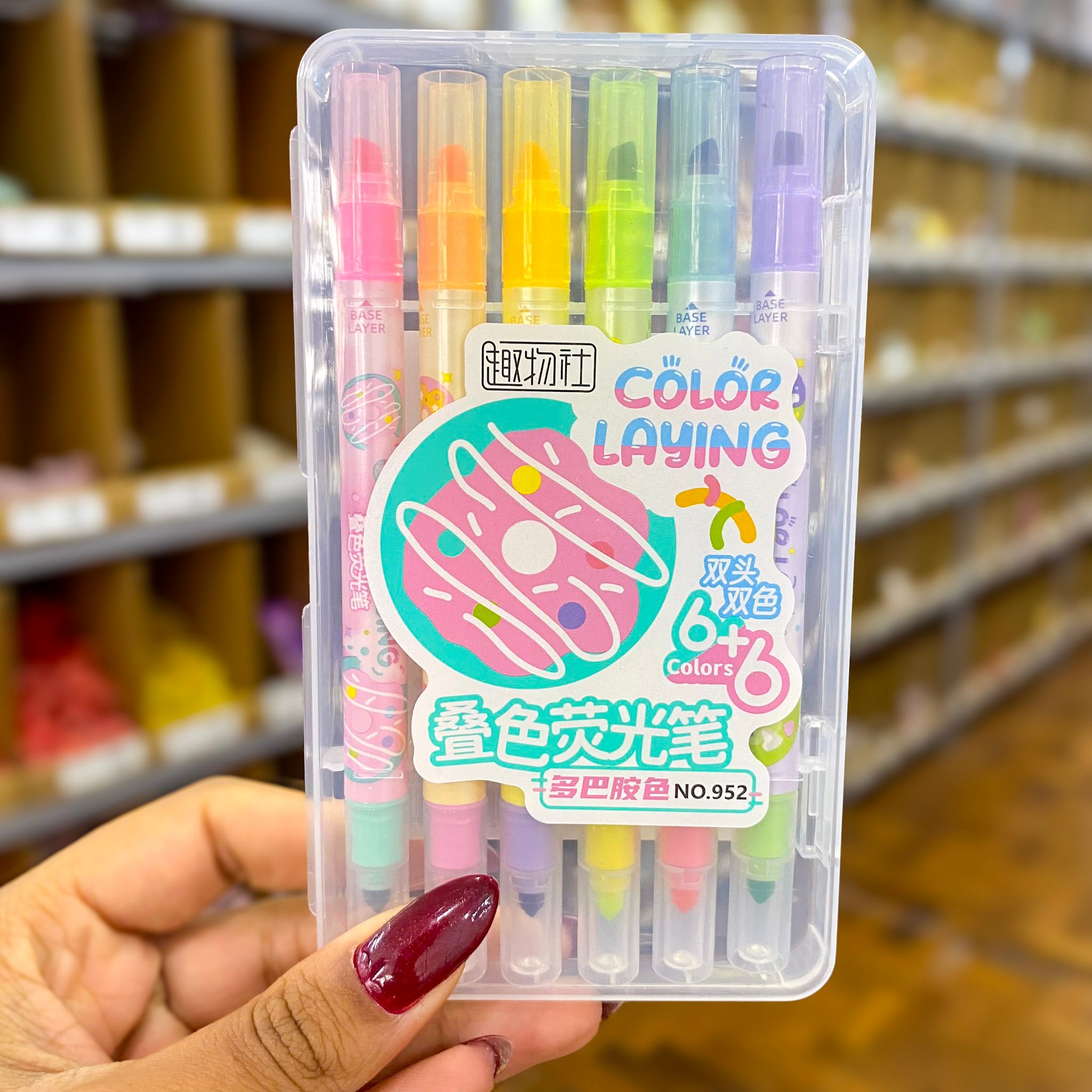 Marca texto Donut 2 pontas (chanfrada + boleada) - IMPORTADO - BLISTER