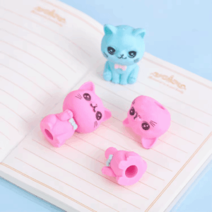 Borracha Fofa 3D Ponteira Gatinho - PACOTE 6 UND