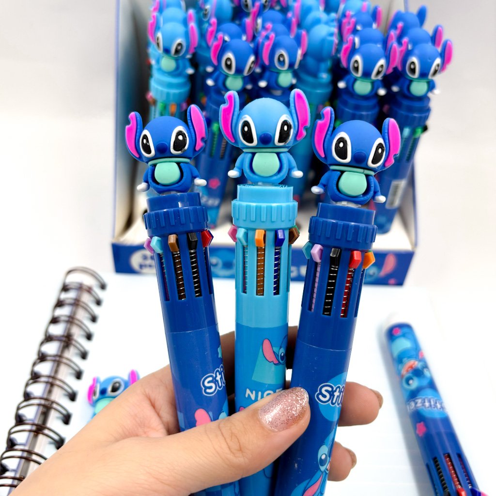 Caneta 10 Cores Stitch - COM DEFEITO NO STITCH ( STITCH MANCHADO)