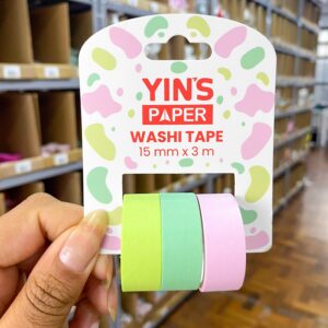 Fita Adesiva Washi Tape Candy Color 15mm x 3m - YINS PAPER - BLISTER