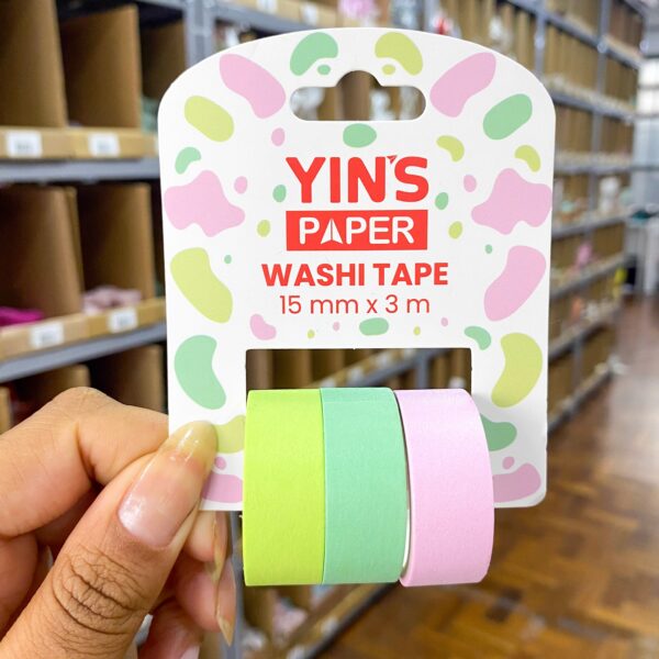 Fita Adesiva Washi Tape Candy Color 15mm x 3m - YINS PAPER - BLISTER